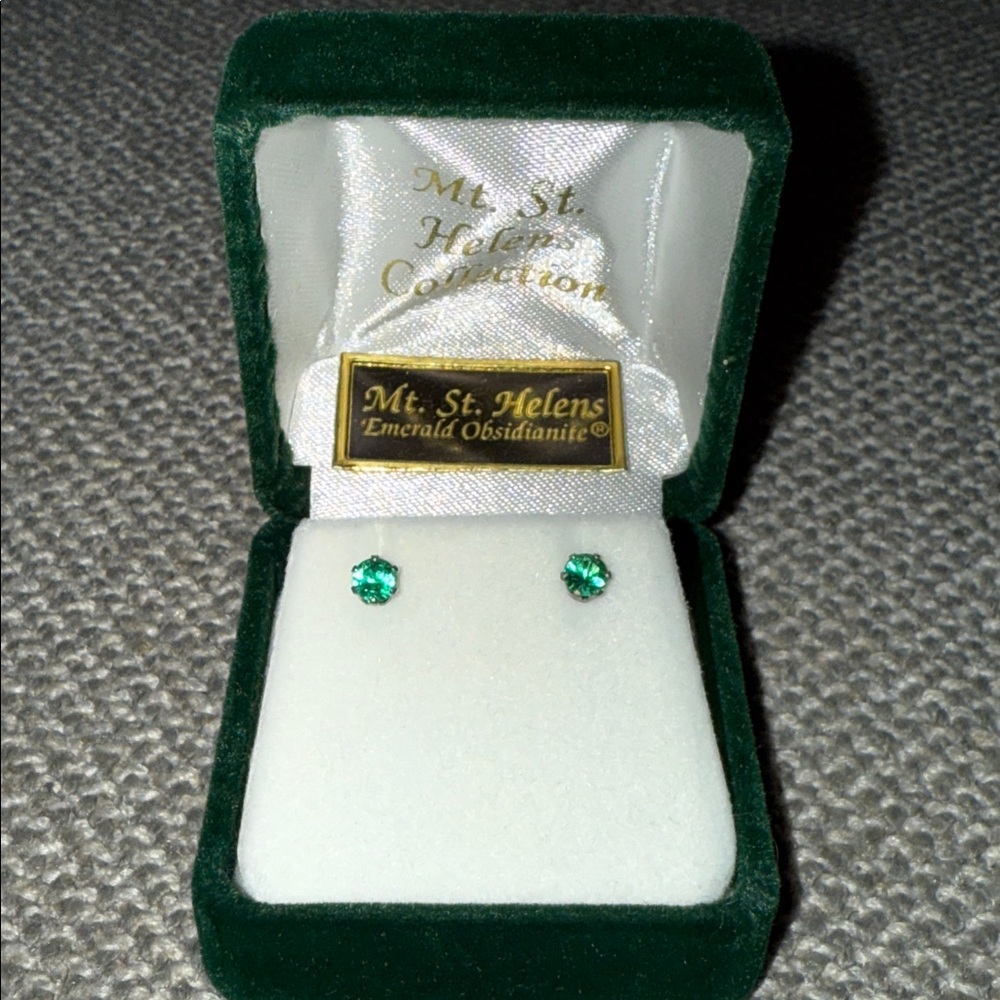 Mt. St. Helens Emerald Obsidianite Stud Earrings